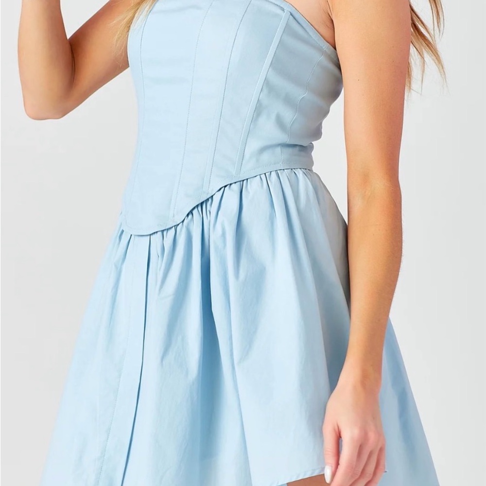 Light Blue Strapless Corset Dress